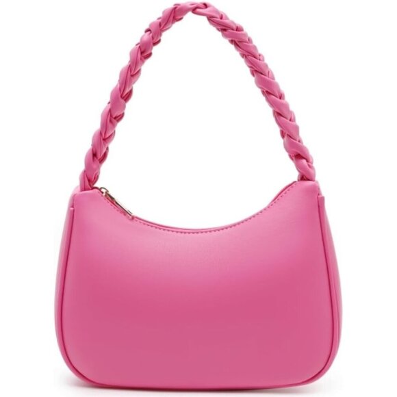 Handbags - Women Braid Pink Imported Polyester Pu Leather Zipper Closure Mini Tote Handbag